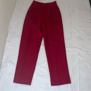 VTG Herman Geist Red 100% Pure New Wool Woolmark Pleated 6 High Waisted Trousers
